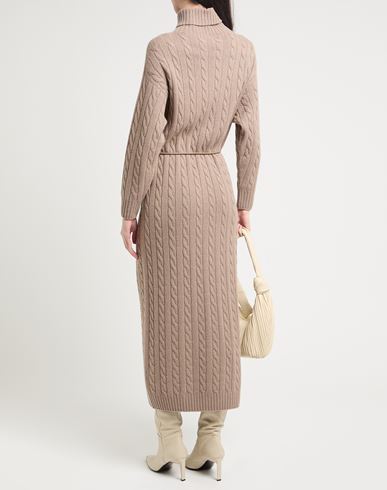 Peserico Woman Midi dress Light brown Size 6 Virgin Wool, Silk, Viscose, Cashmere, Polyester