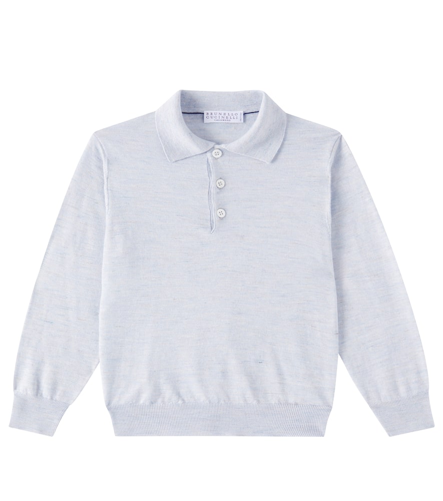 Cashmere, silk, and linen polo sweater