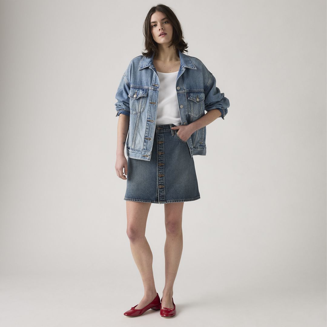 Retro Button Front Skirt