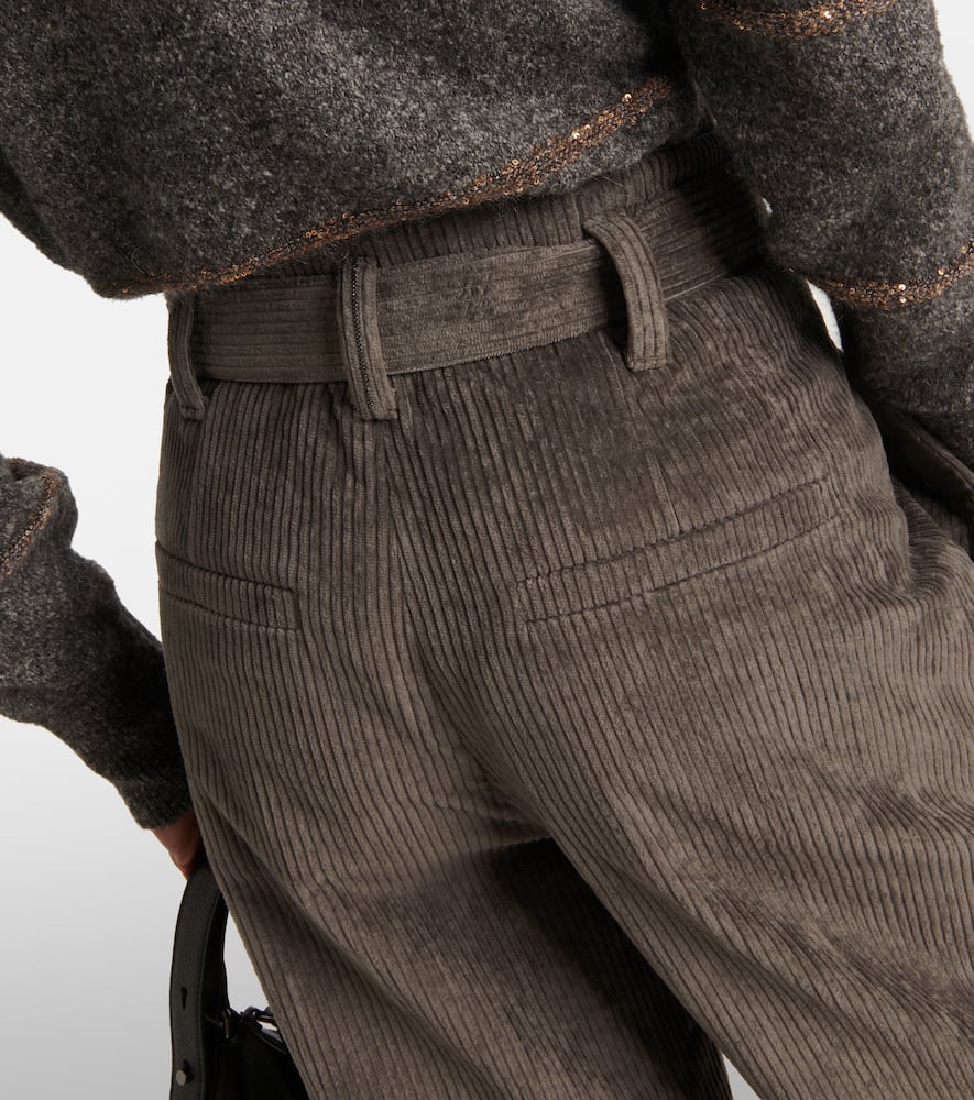 High-rise cotton tapered pants
