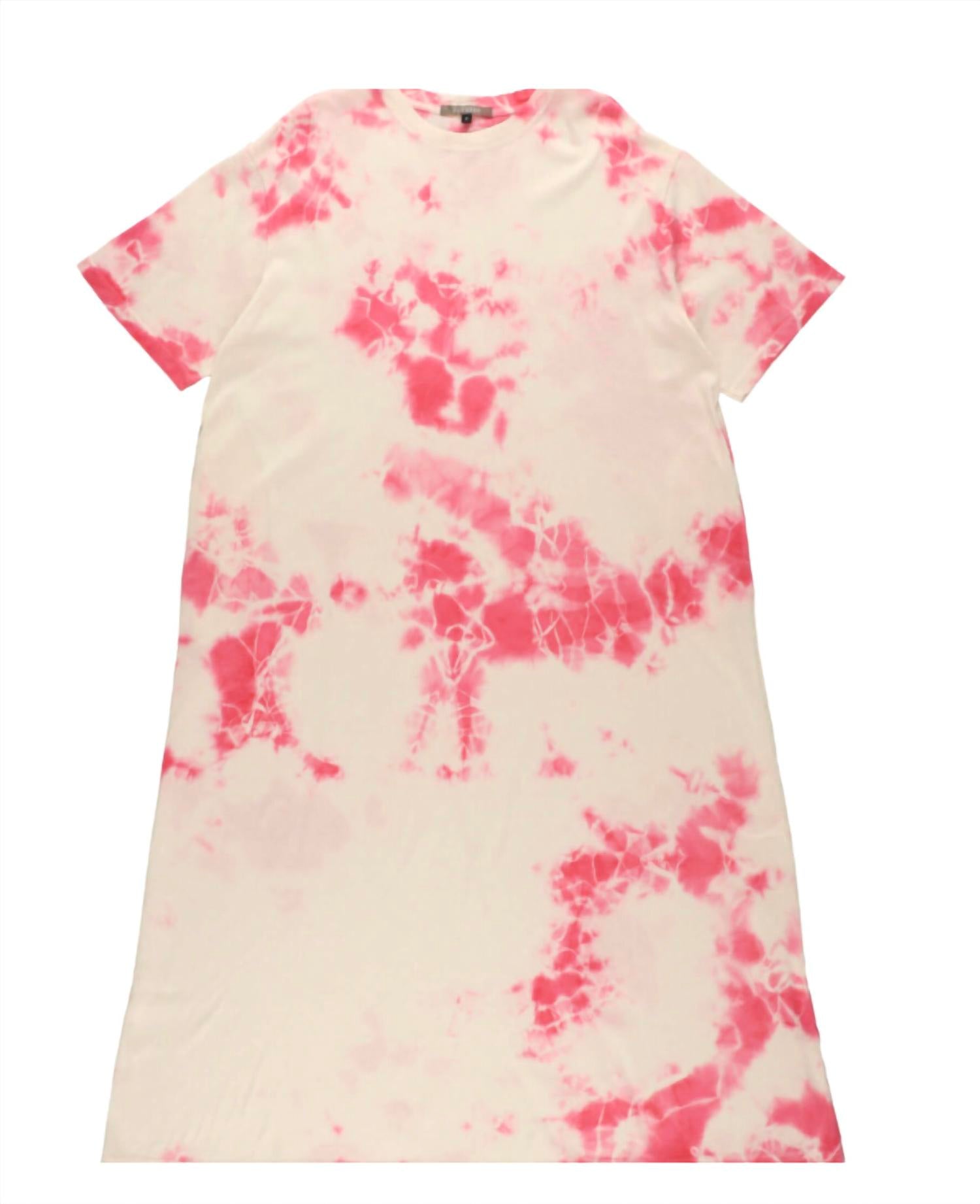 Women's Cotton Jersey Half Sleeve Wide Dress In White / Pink /gray