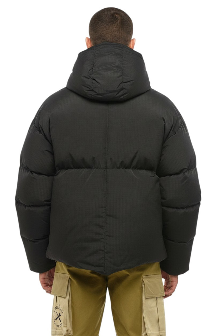 Black Quilted Hood Jacket