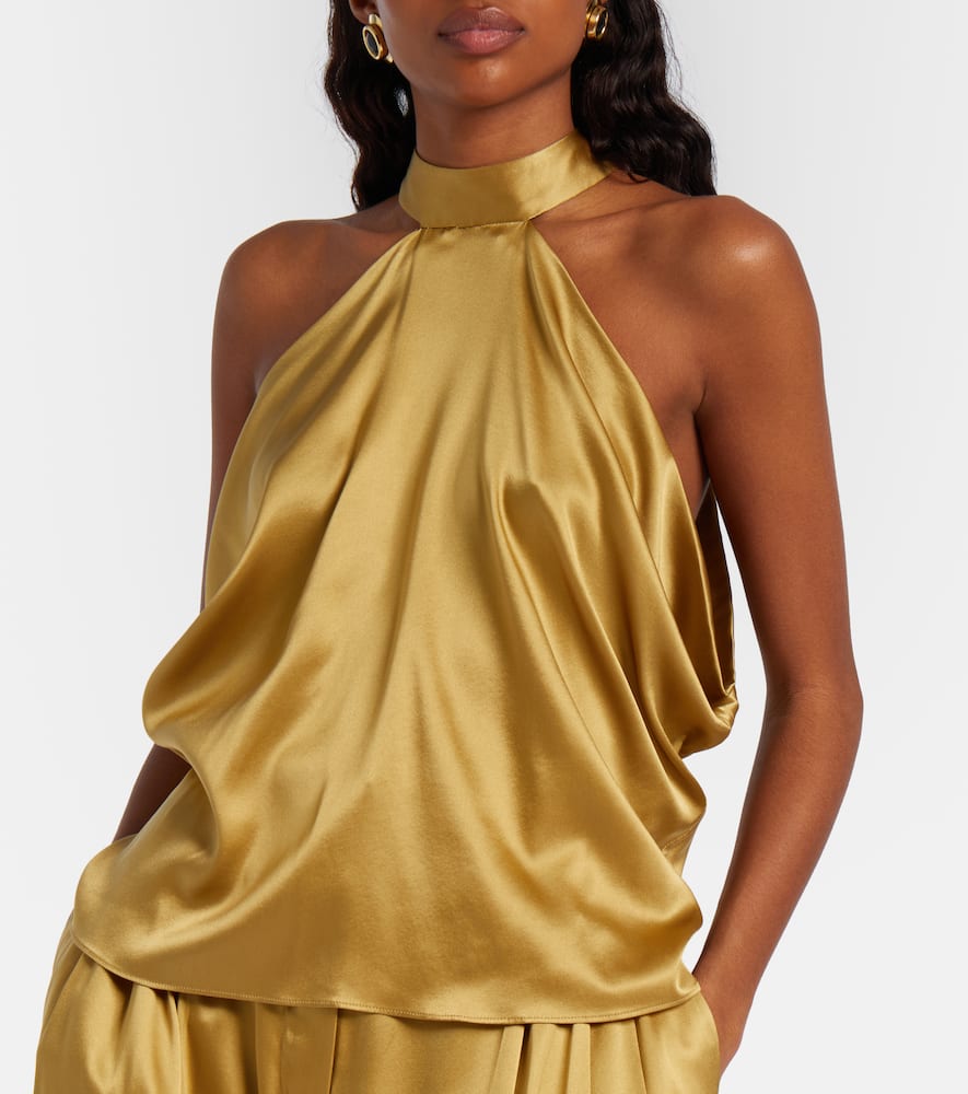 Open-back silk-blend satin top