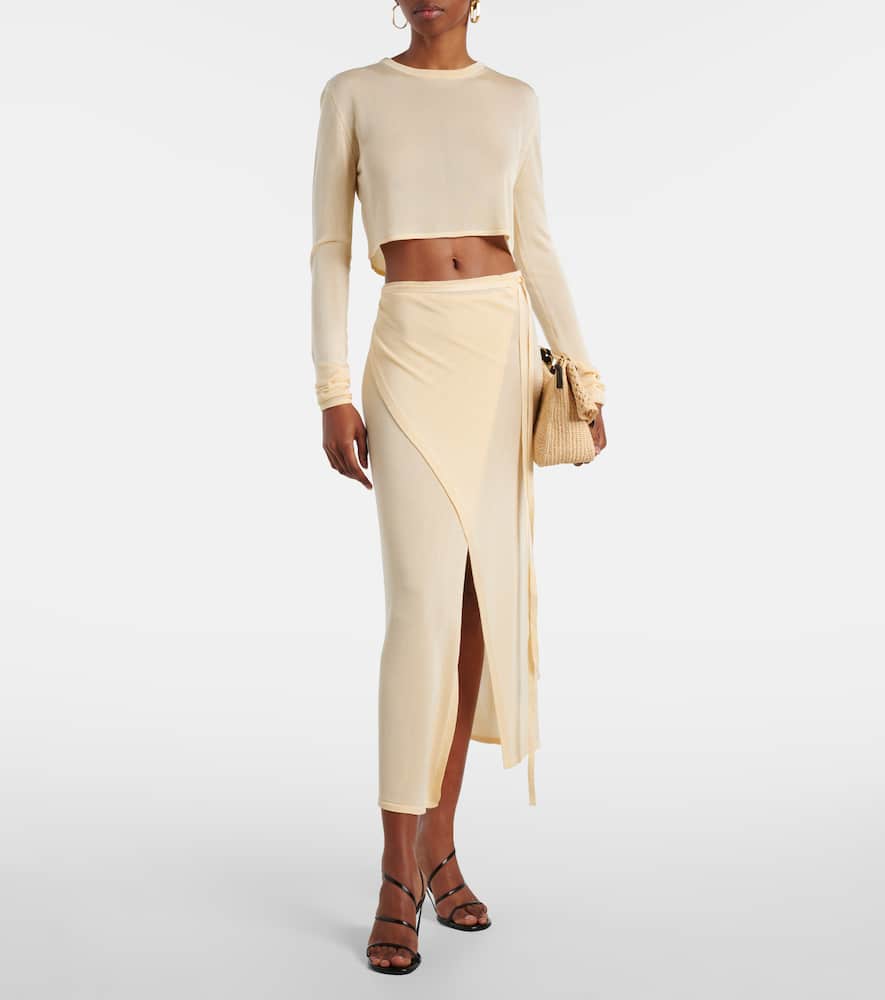 Alsen knitted sheer wrap skirt