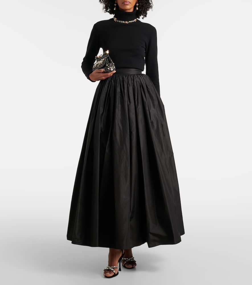 Gathered silk maxi skirt