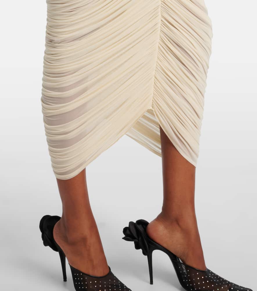 Ruched halterneck midi dress
