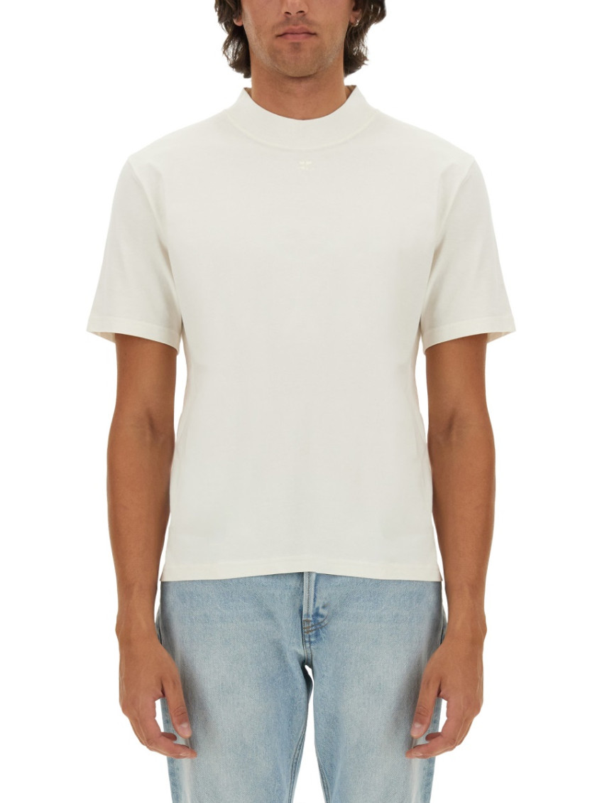 White Mock Collar T-Shirt