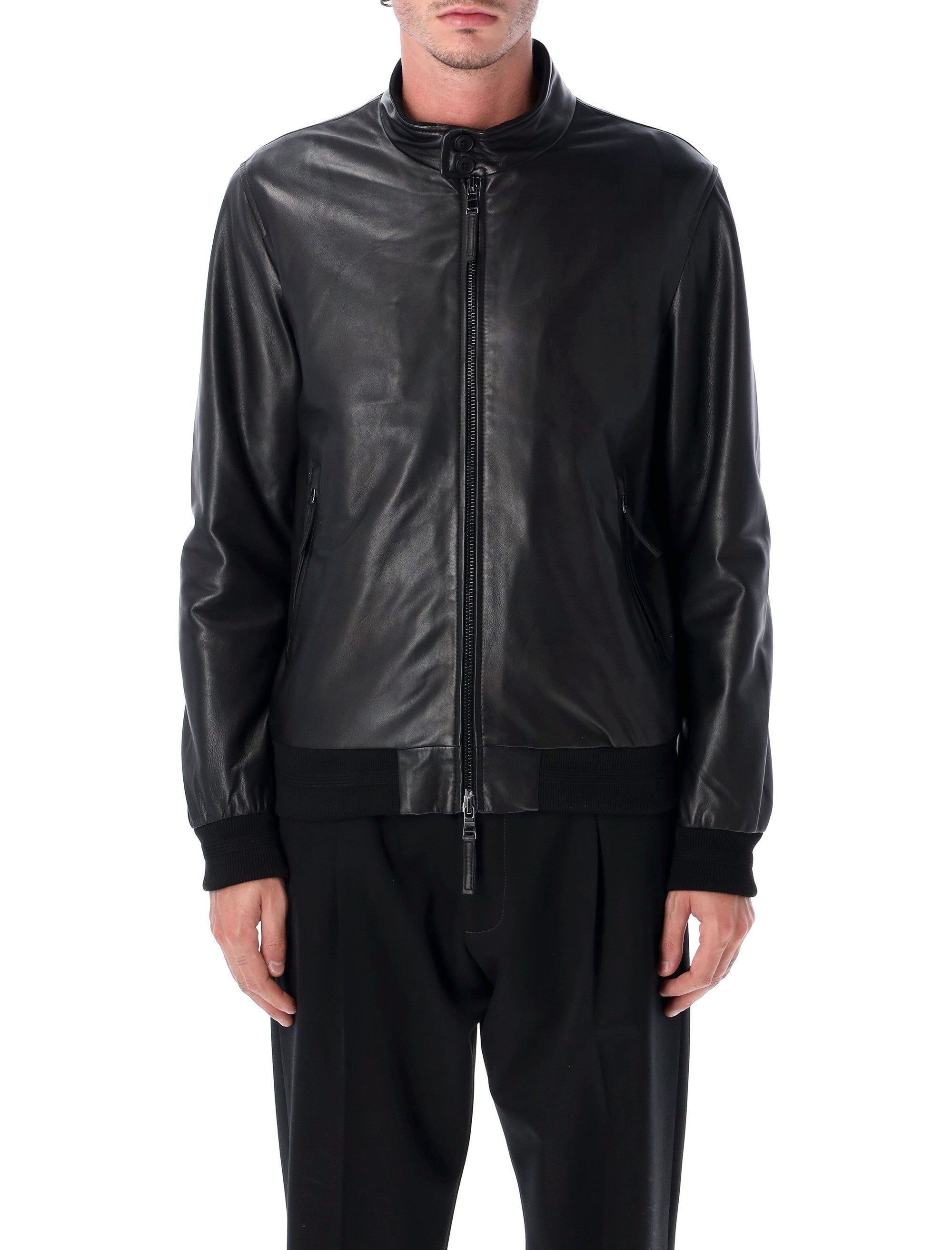 Zip-up Leather Jacket