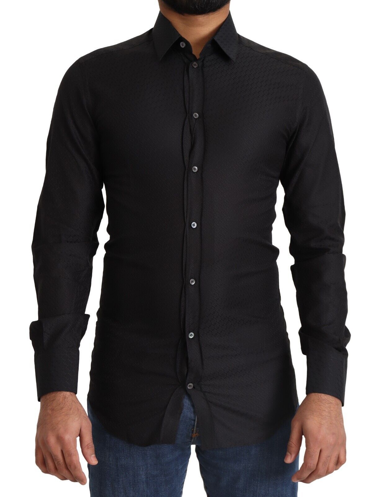 100% Cotton Slim Dress Shirt — Black