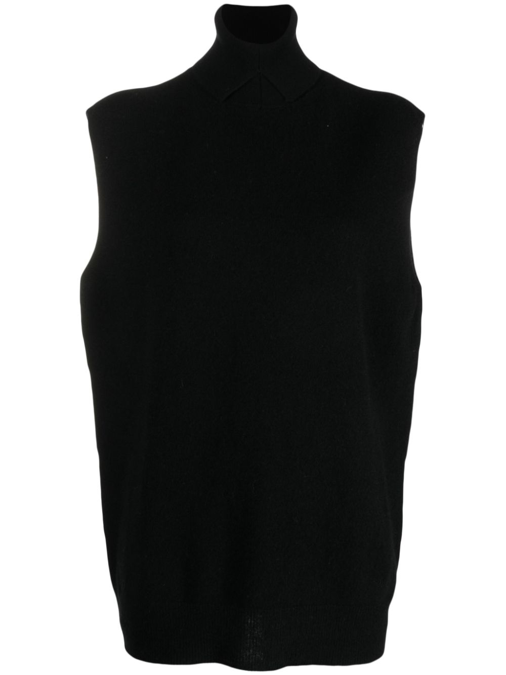 Roll-neck sleeveless cashmere jumper - Black