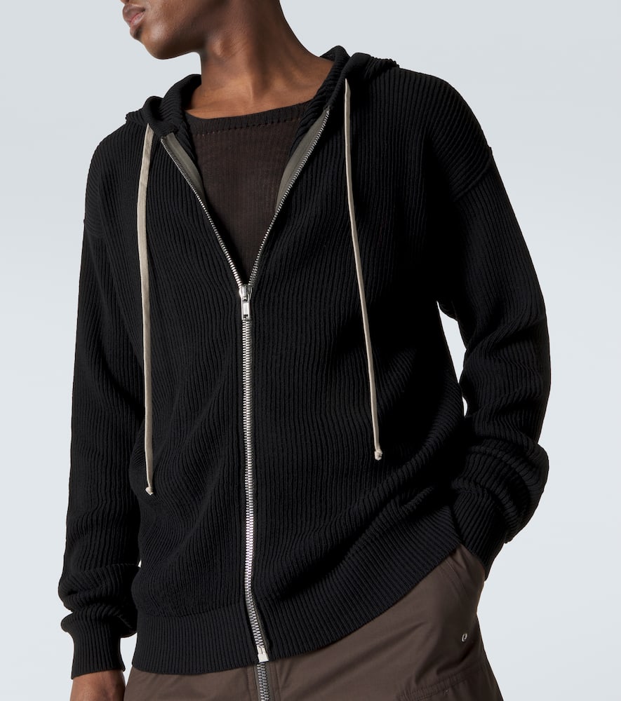 Ribbed-knit virgin wool hoodie