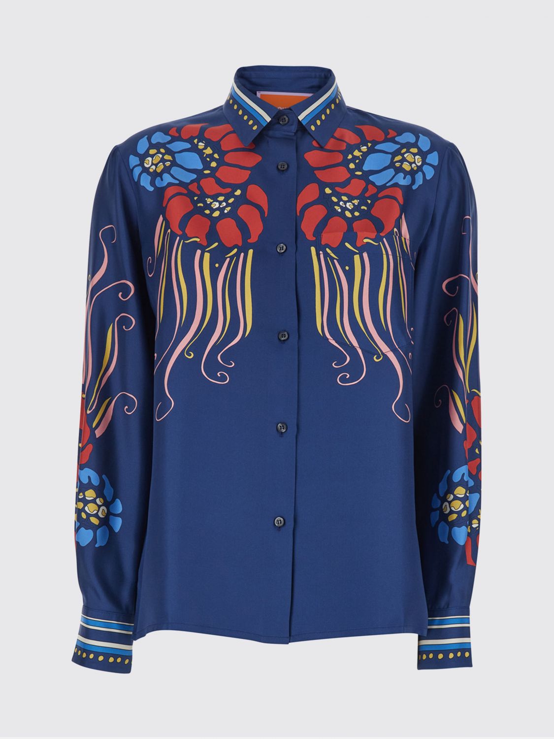 Boy Shirt in Pure Silk with All-Over Floral Print