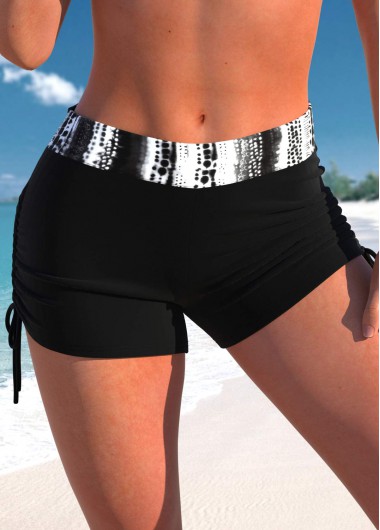 Modlily Mid Waisted Tie Dye Print Black Swim Short