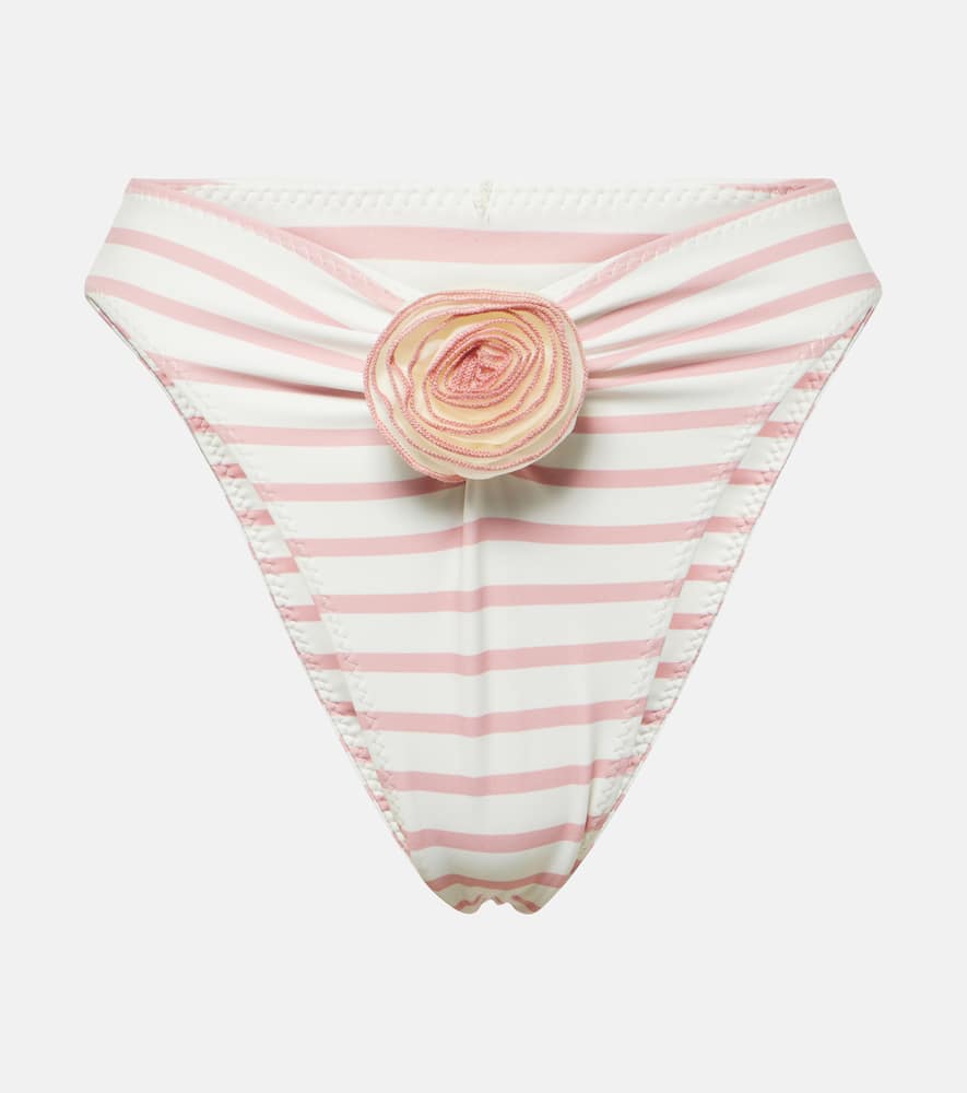 Rose floral-appliqué bikini bottoms