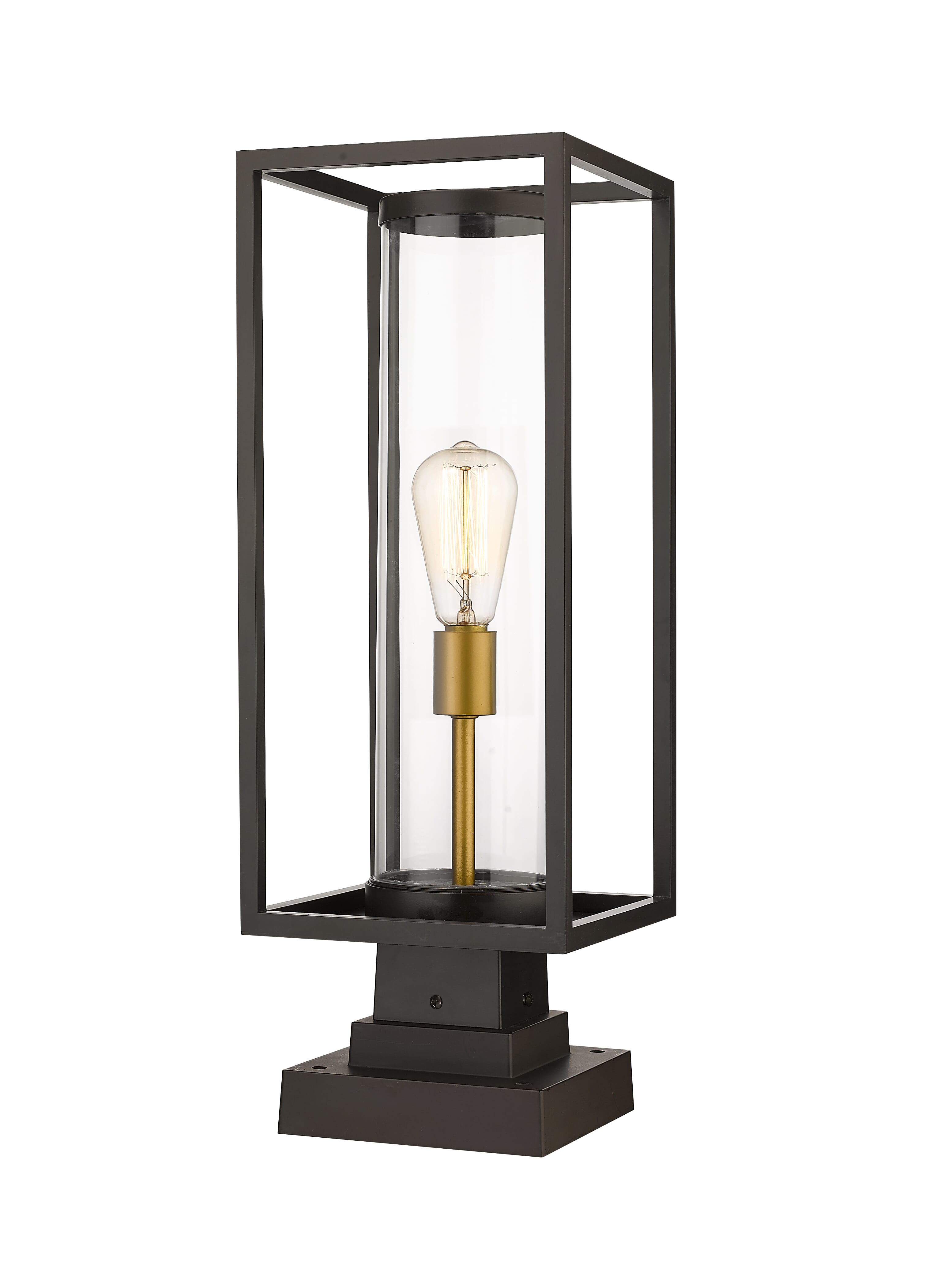 Dunbroch 1-Light Outdoor Pier Mounted Fixture Light In Deep Bronze With Outdoor Bra