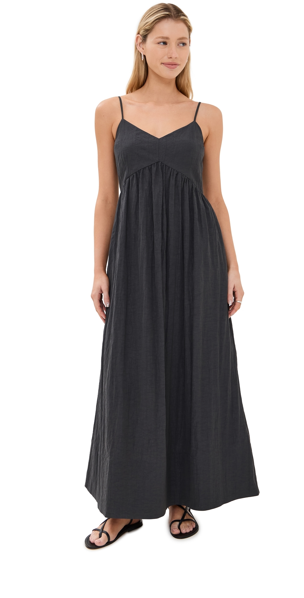Taffeta Peninsula Dress Charcoal