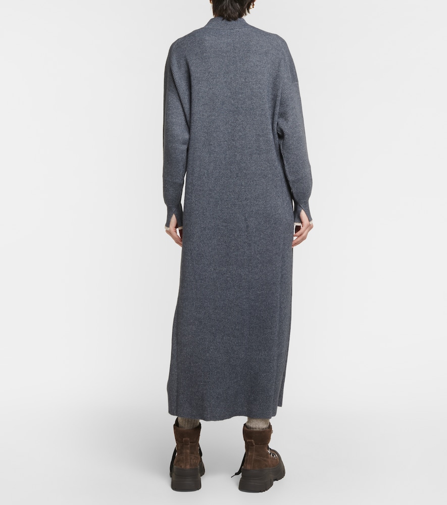 Ribbed-knit cotton and alpaca midi dress