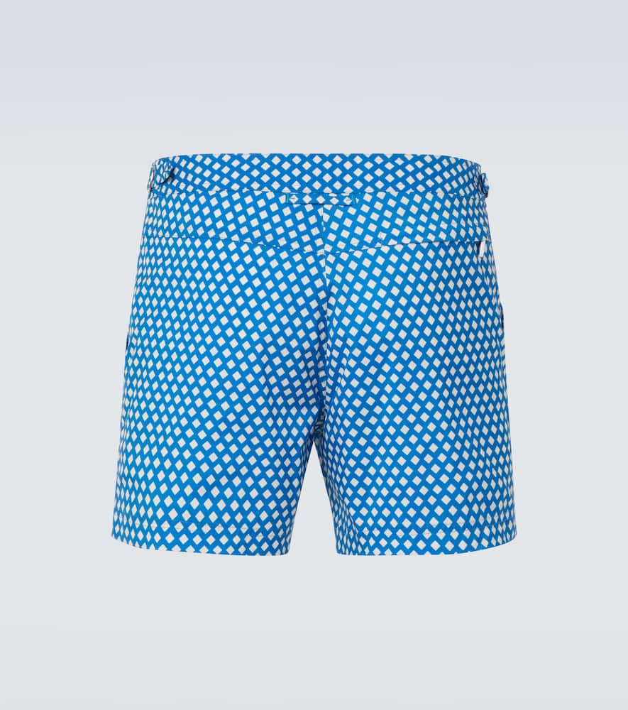 Checked swim trunks