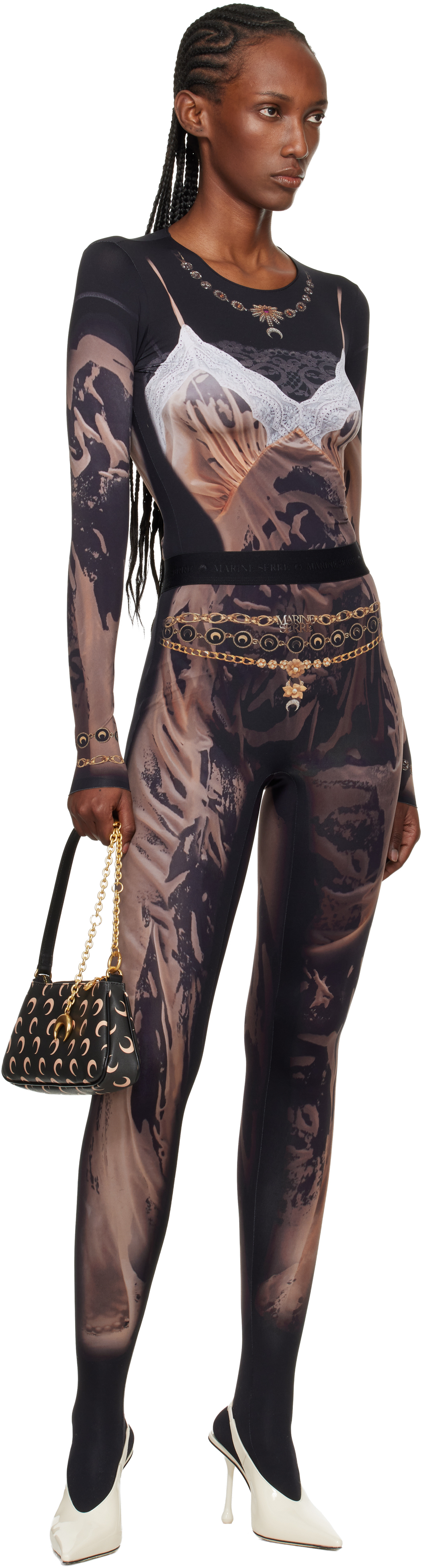 SSENSE Exclusive Black Wet Nuisette Printed Jersey Leggings