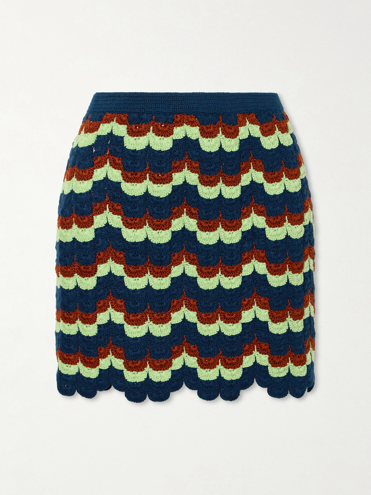 Alba Crocheted Cotton Mini Skirt - Blue
