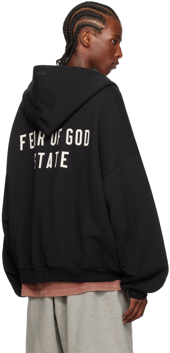 Fear of God ESSENTIALS Black Full-Zip Hoodie