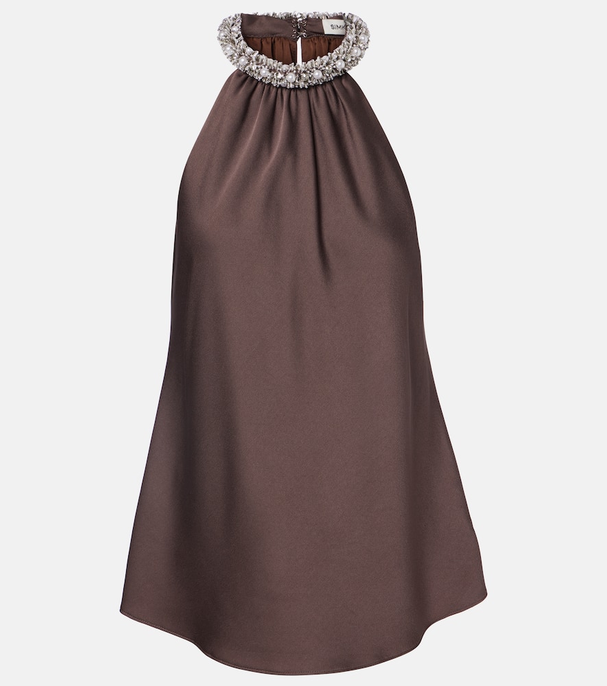Embellished satin top