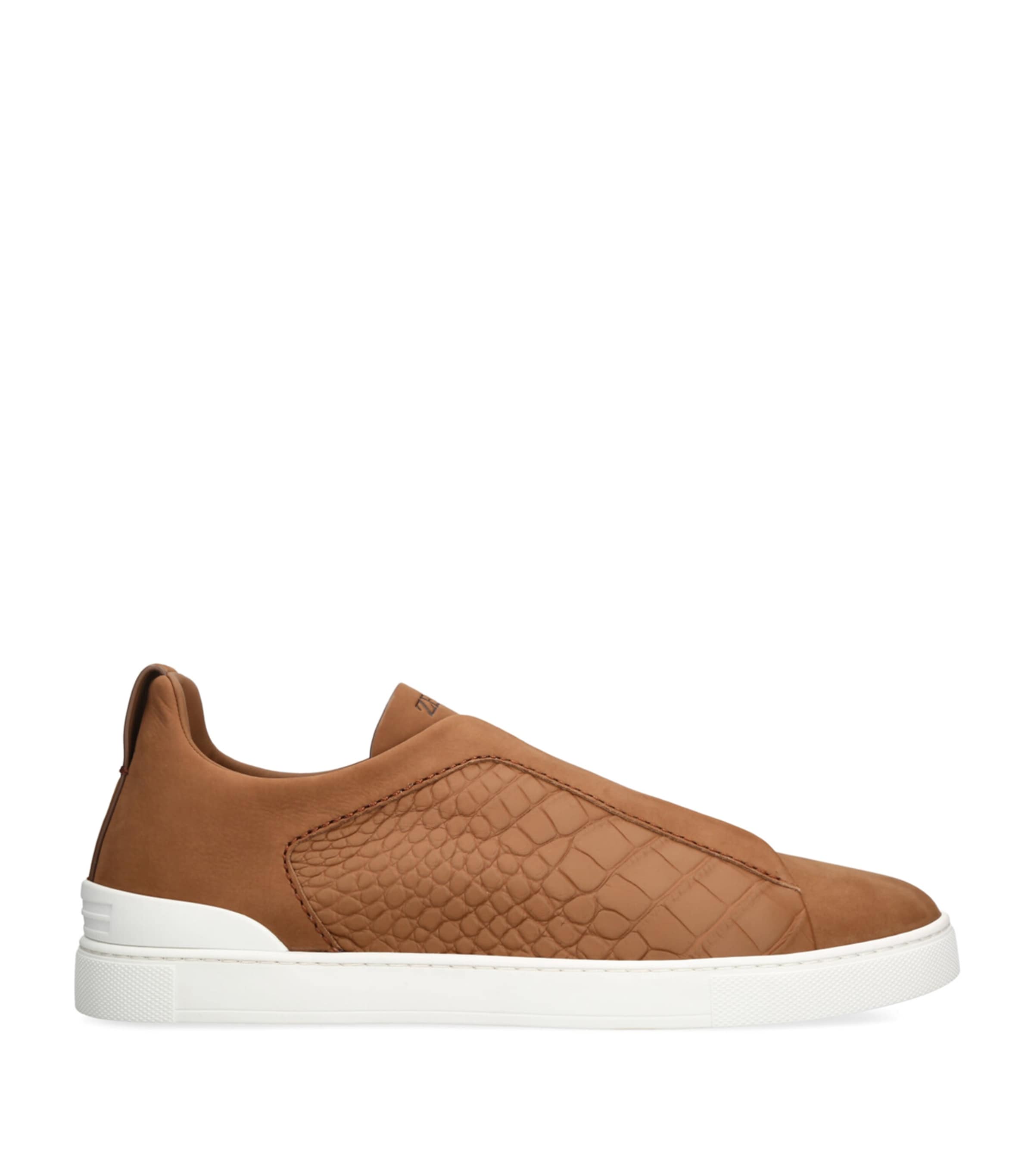 Crocodile Leather Triple Stitch Secondskin Sneakers