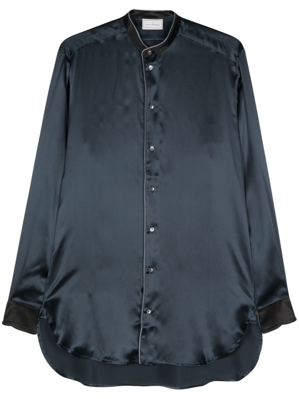 Silk band-collar shirt - Blue