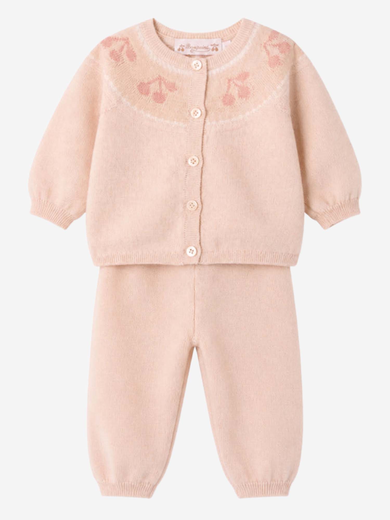 Embroidered Cotton-Wool Cardigan — Pink