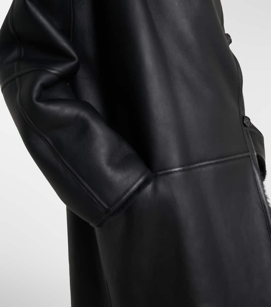 Shearling-lined leather coat
