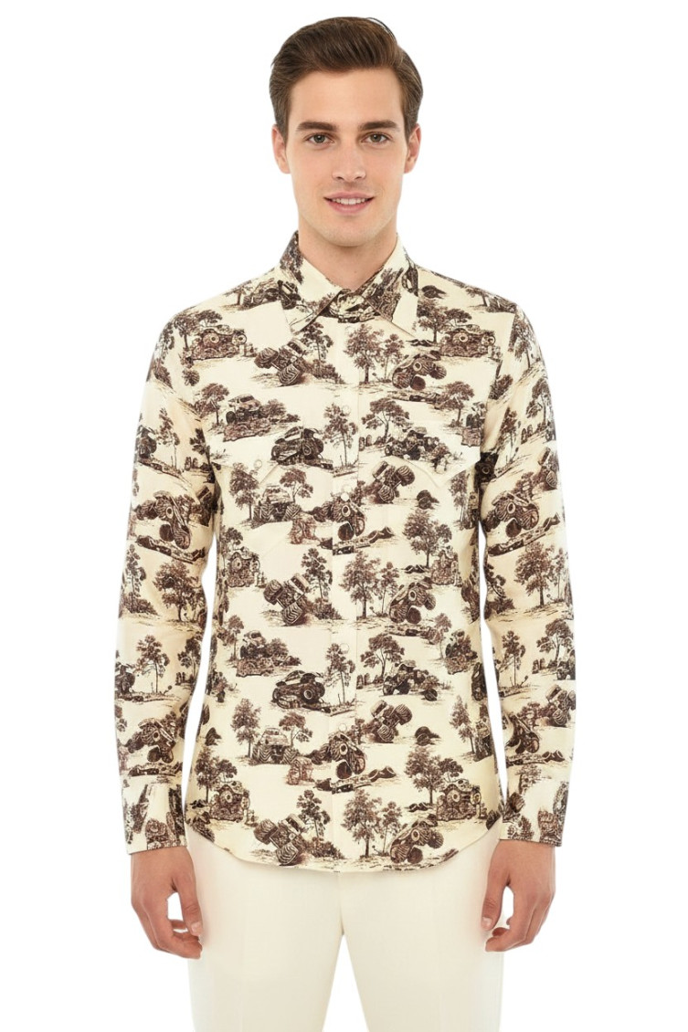 Beige Relaxed Graphic Shirt