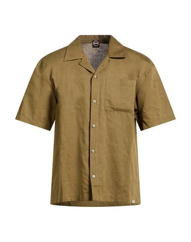 Man Shirt Military green Size XXL Linen, Cotton