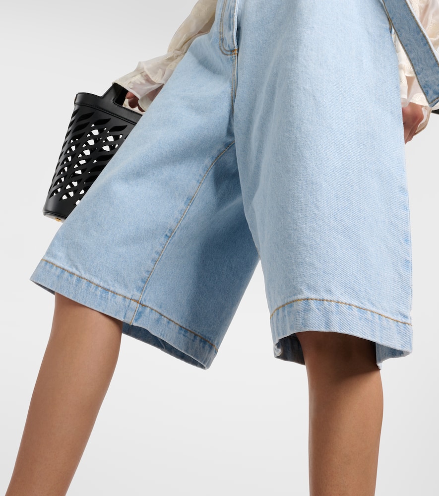 Embroidered denim shorts