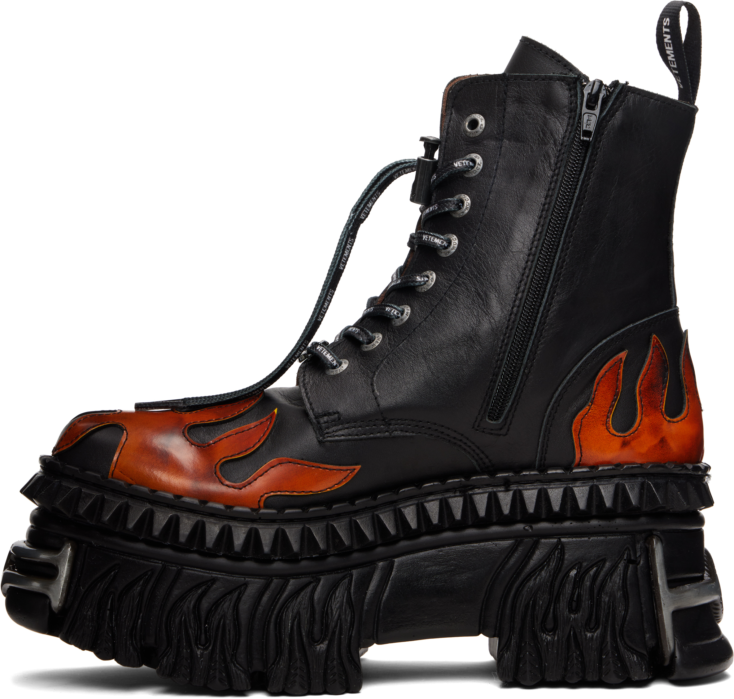 Black New Rock Edition Flame Combat Boots