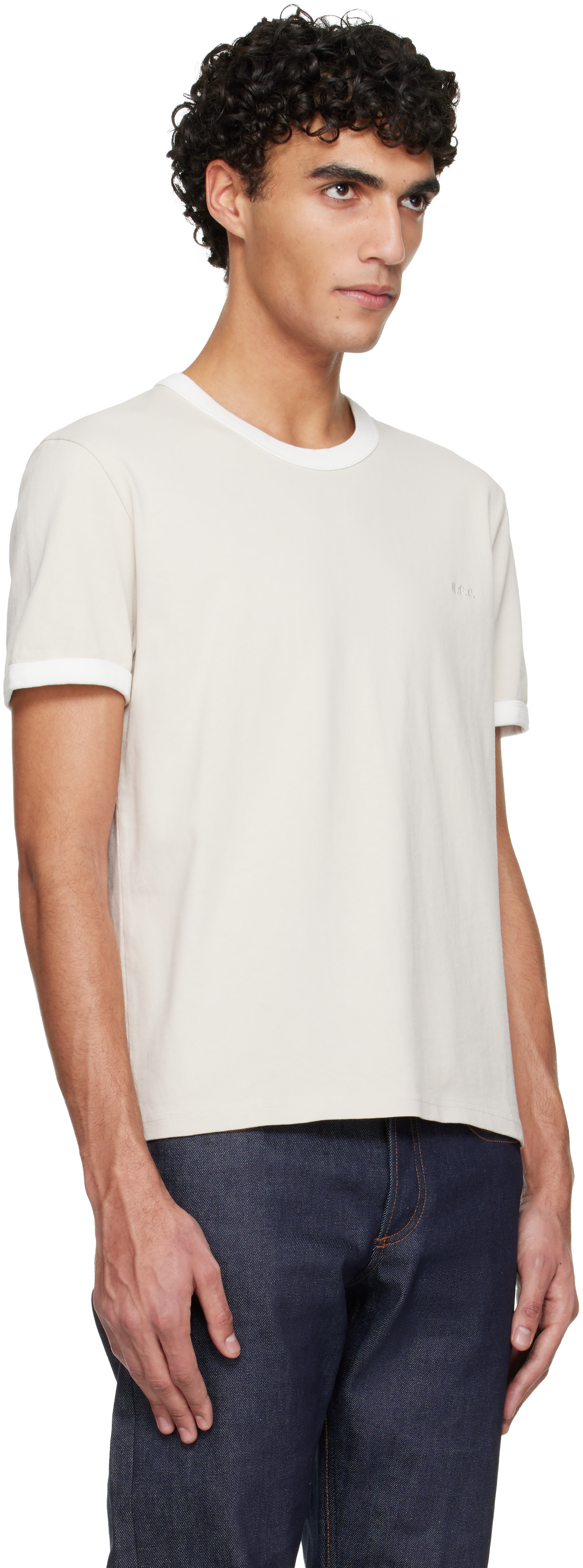 Beige Embroidered Logo T-shirt
