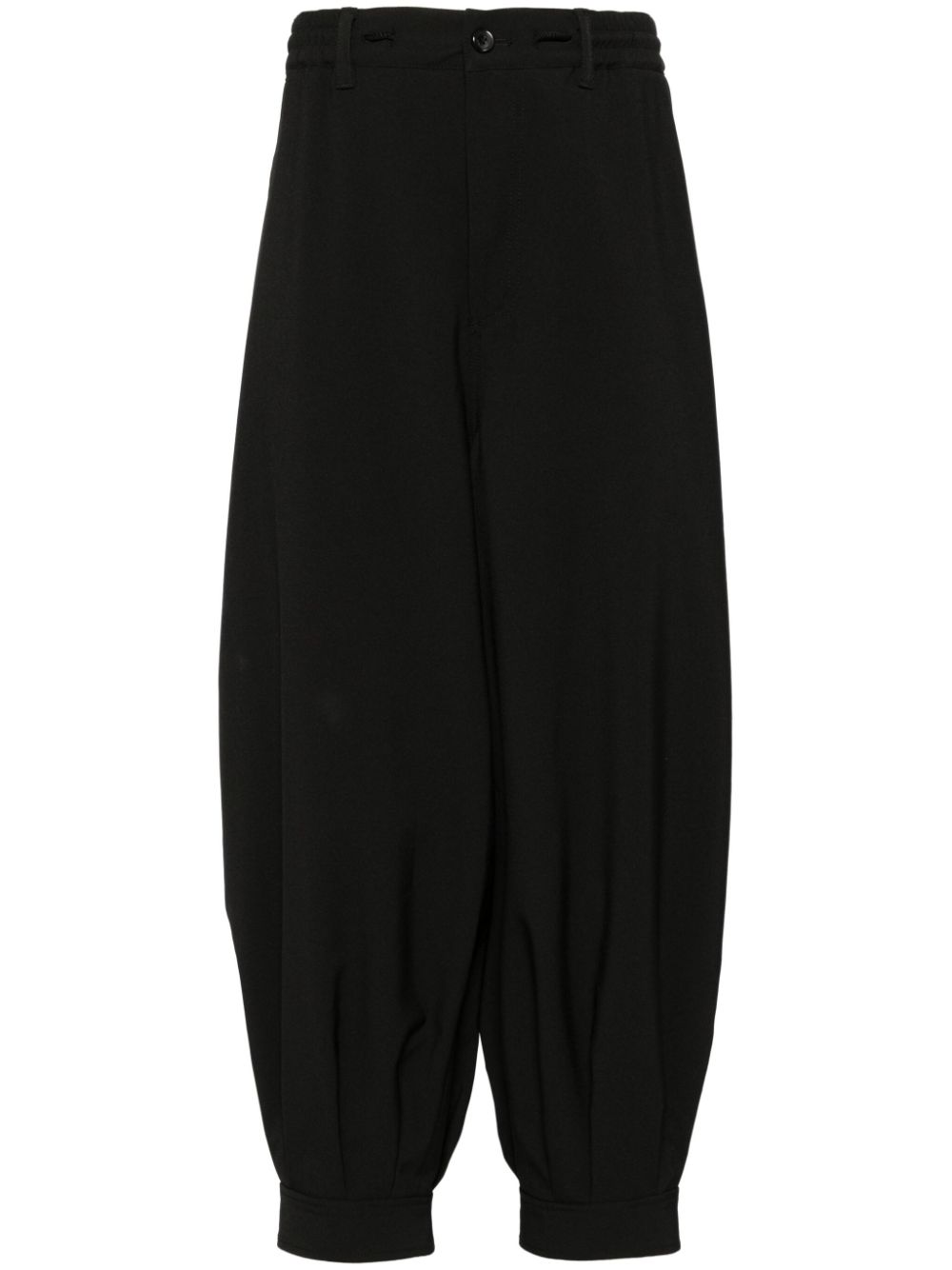 Button-fastening wide-leg trousers - Black