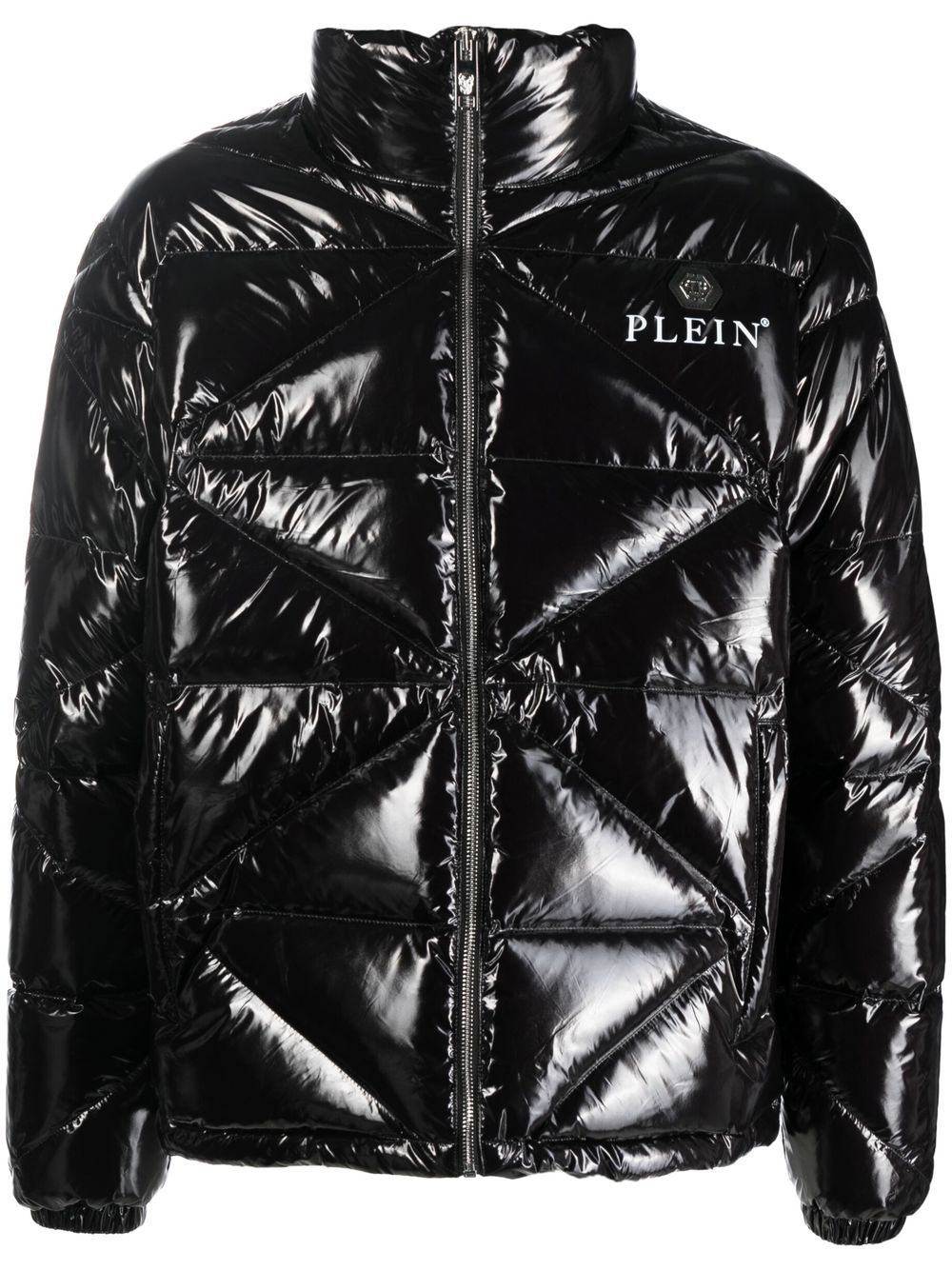 Padded high-shine jacket - Black