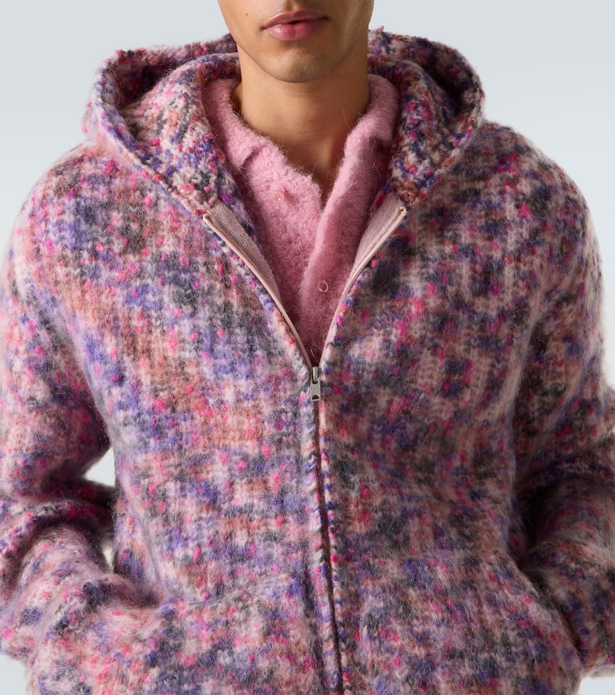 Hooded wool, mohair, and cotton-blend cardigan