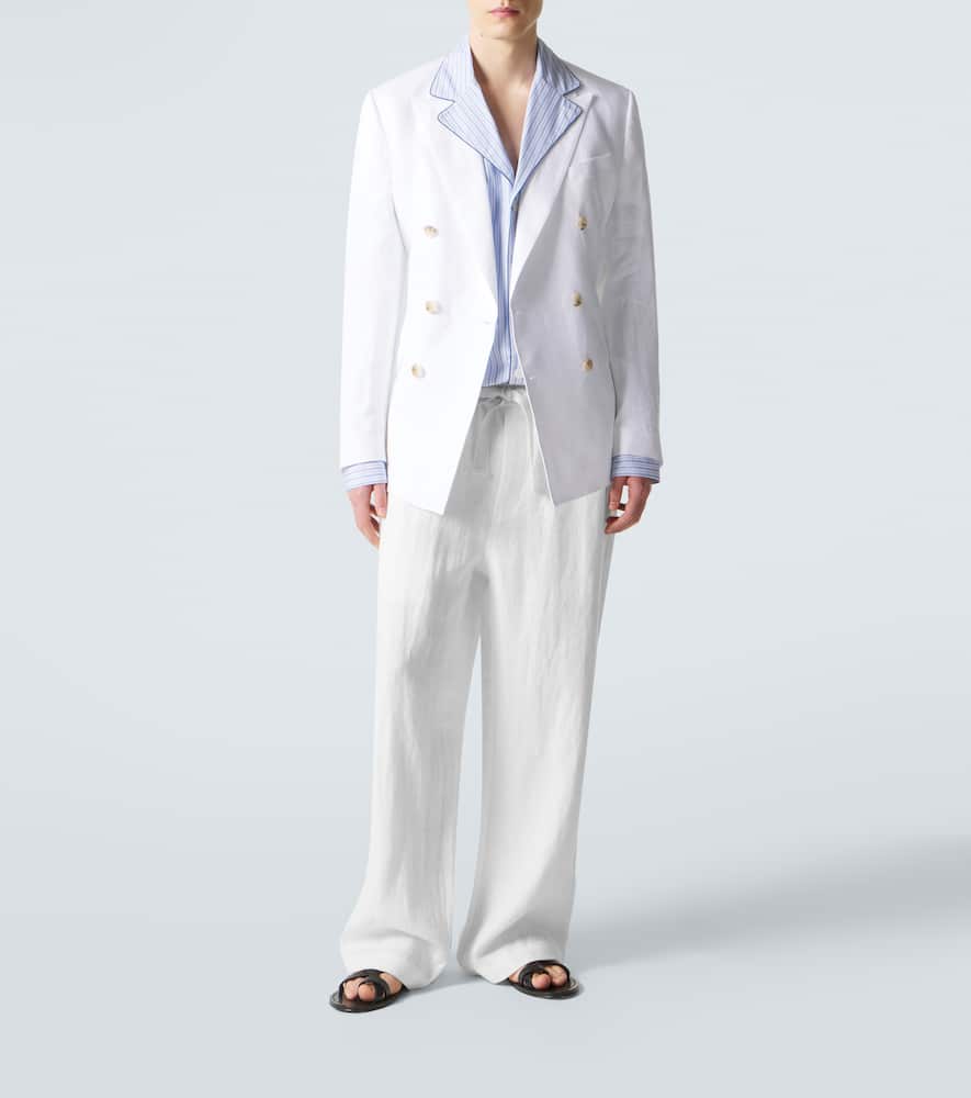 Striped cotton and silk poplin pajama shirt