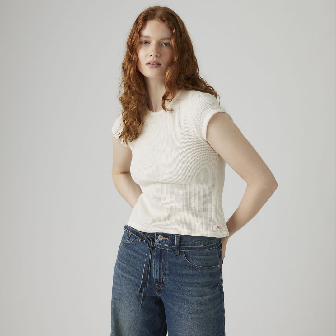 Dry Goods Waffle Cap-Sleeve Tee T-Shirt