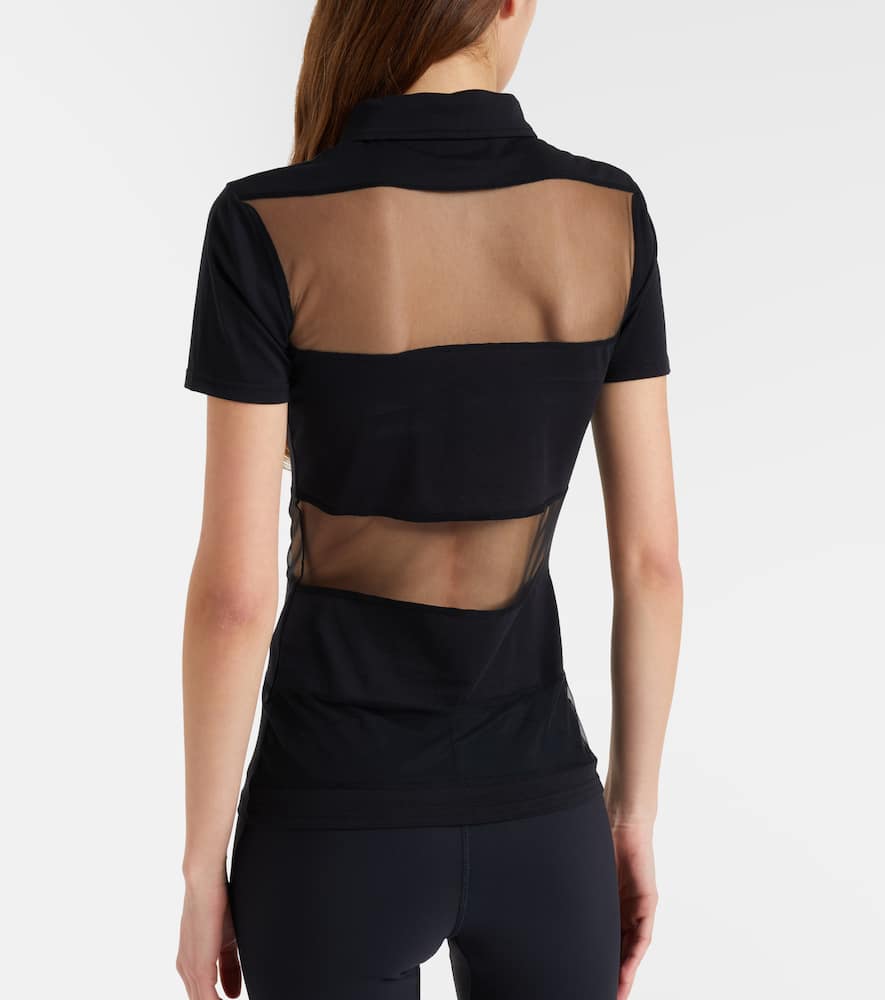 Paneled cotton-blend crop top