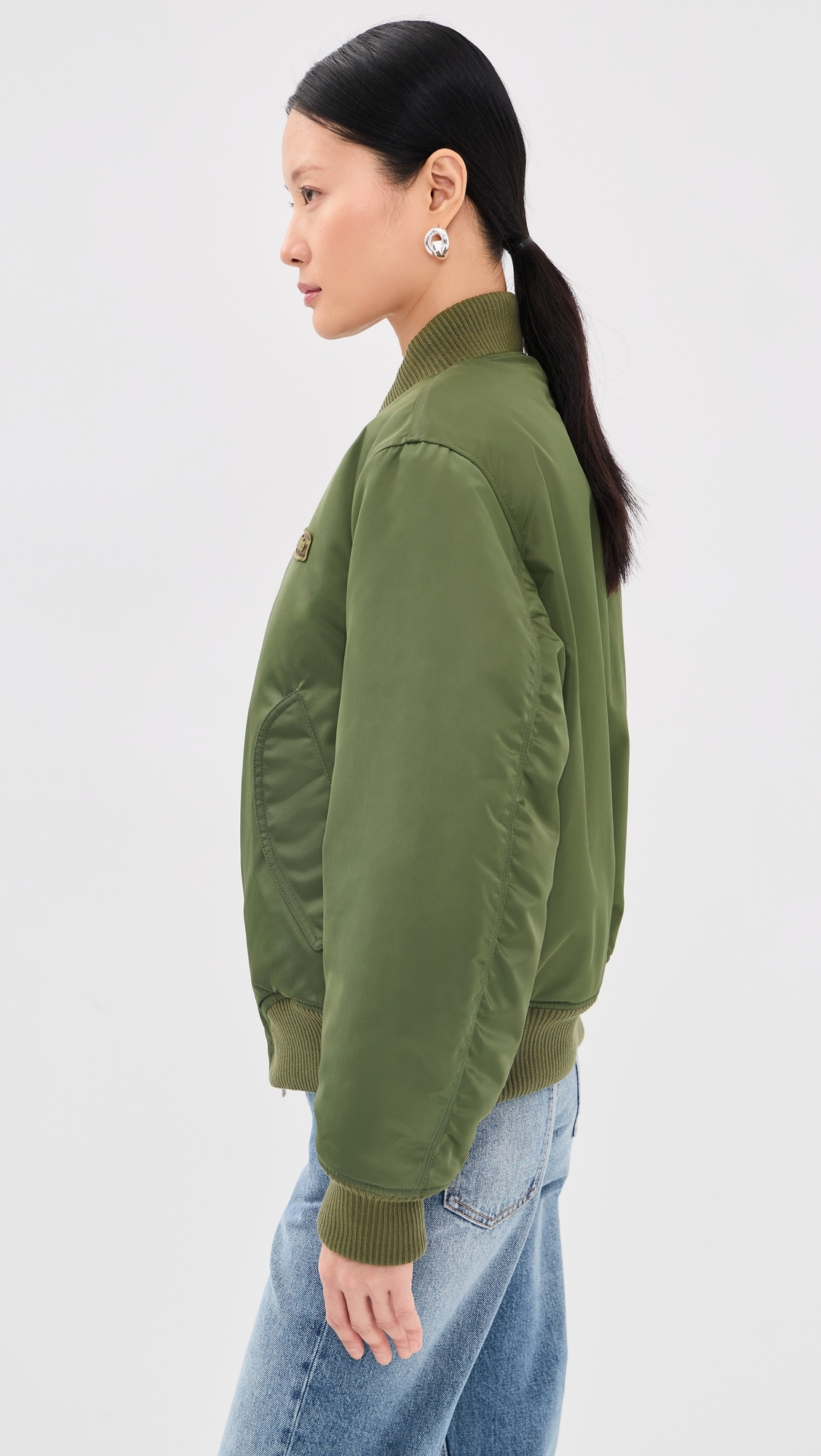 Embroidered Nylon Bomber Jacket Beech