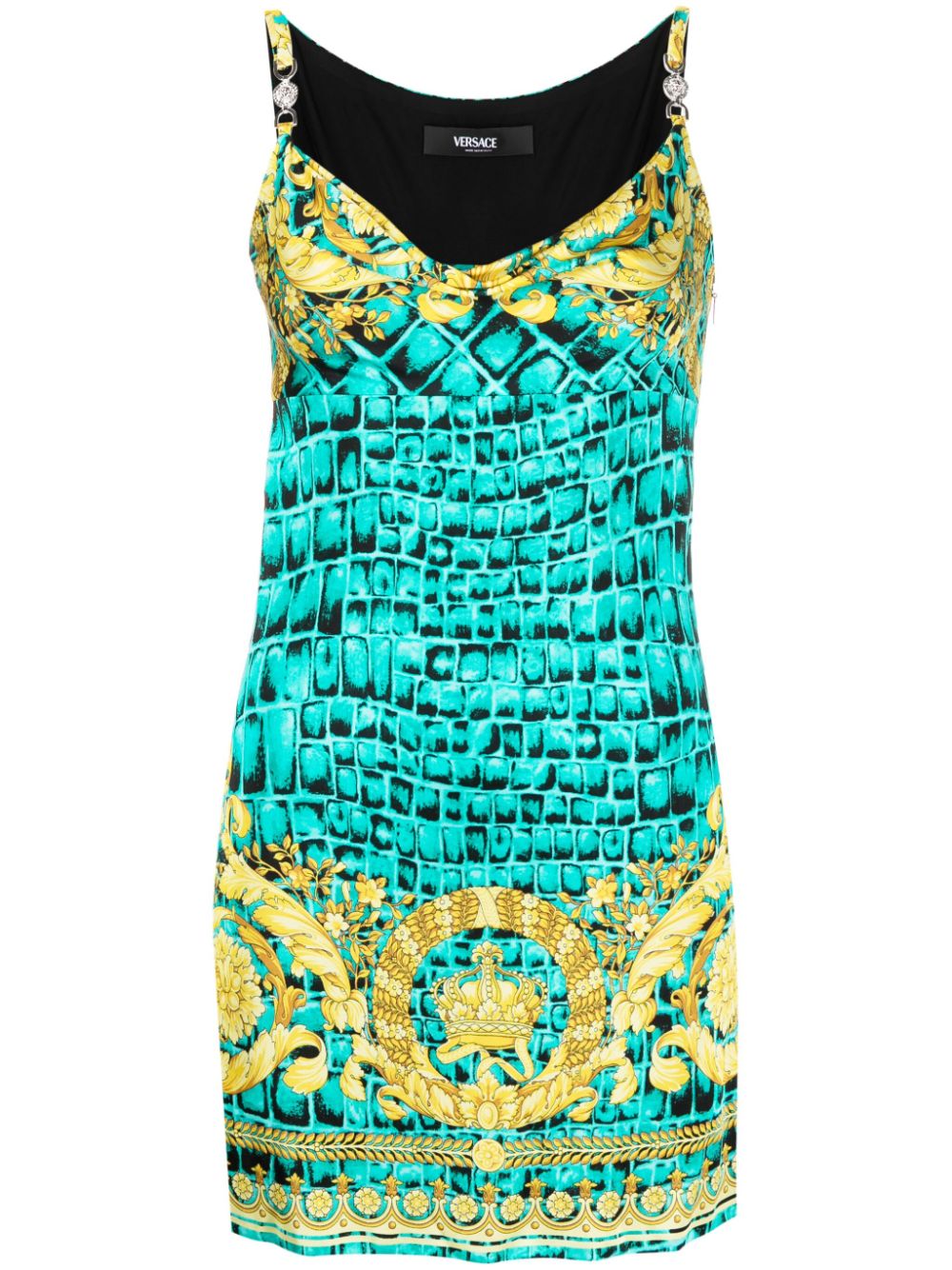 Barocco-print slip minidress - Green