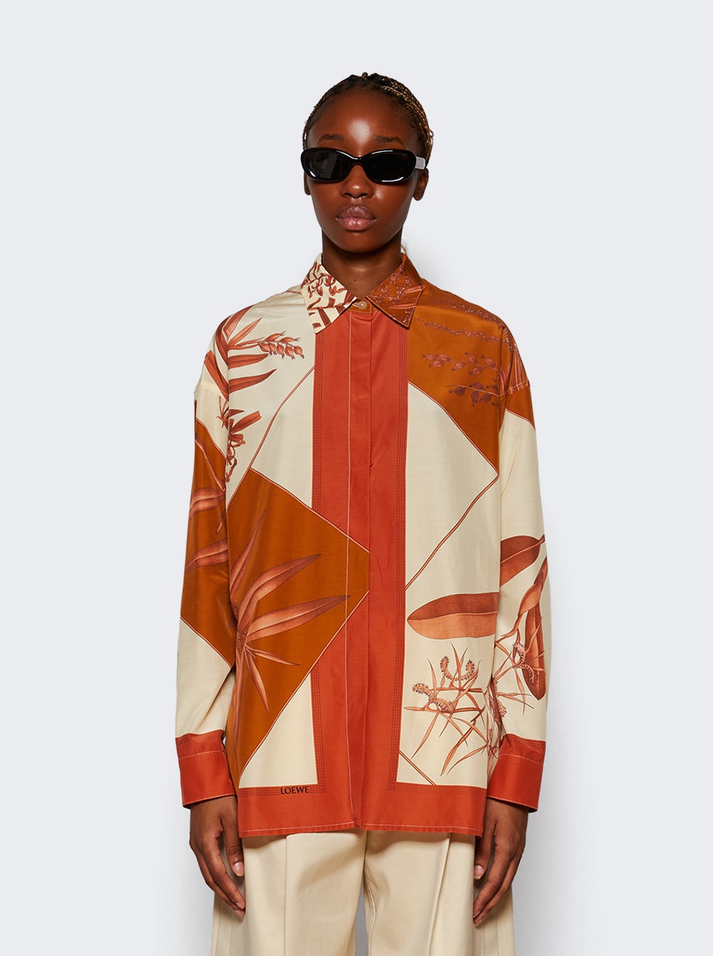 Graphic-print silk shirt - Orange