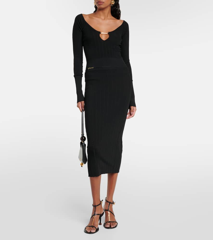La Jupe Pralu ribbed-knit midi skirt