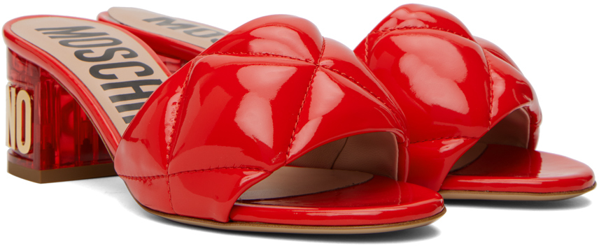 Red quilted mules