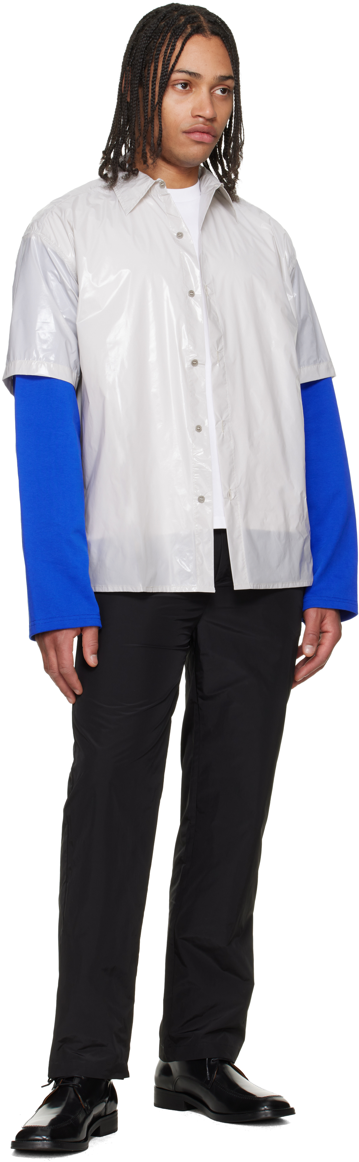 Gray Gloss Short-Sleeve Shirt
