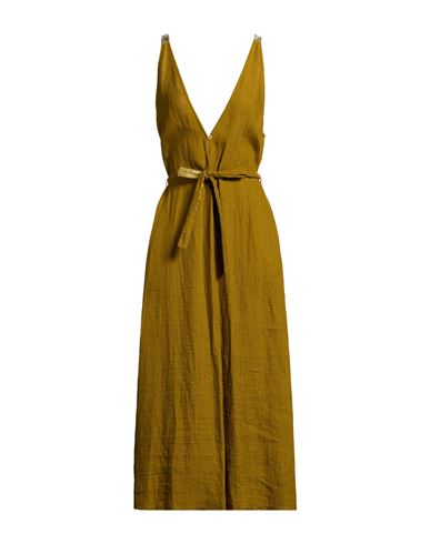 Forte_forte Woman Midi dress Military green Size 2 Linen, Cupro
