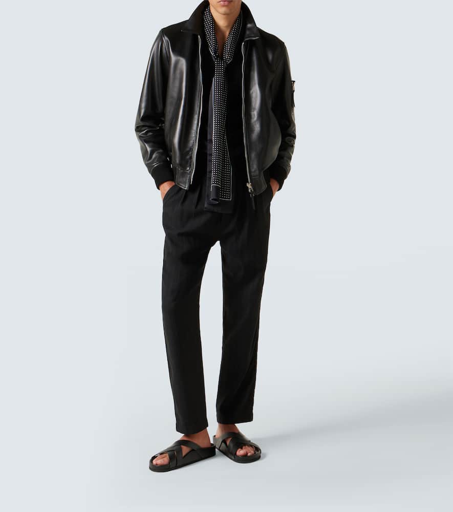 Leather blouson jacket