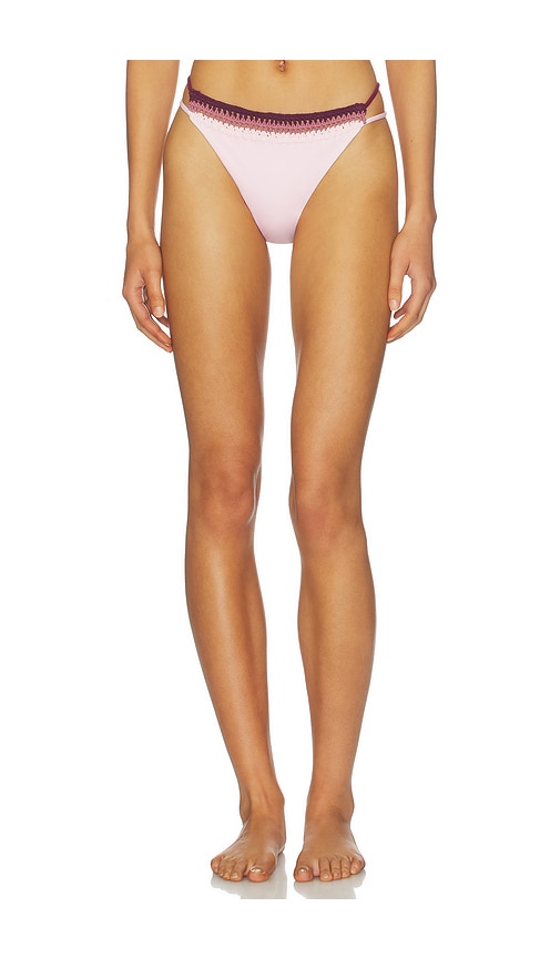 Leslie Amon Garis Trim Bikini Bottom in Pink,Burgundy. - M also in L, S